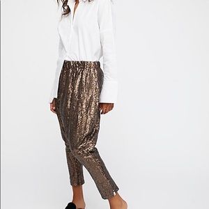 Free People Shiny Sequin Harem Pants